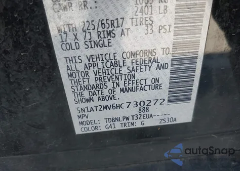 2017 Nissan Rogue S z USA, uszkodzony, nr VIN 5N1AT2MV6HC730272